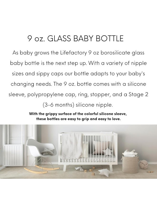Lifefactory Glass Baby Bottle 2 pack- 1 9oz & 1 4oz (Raspberry/Pink) - Image 3