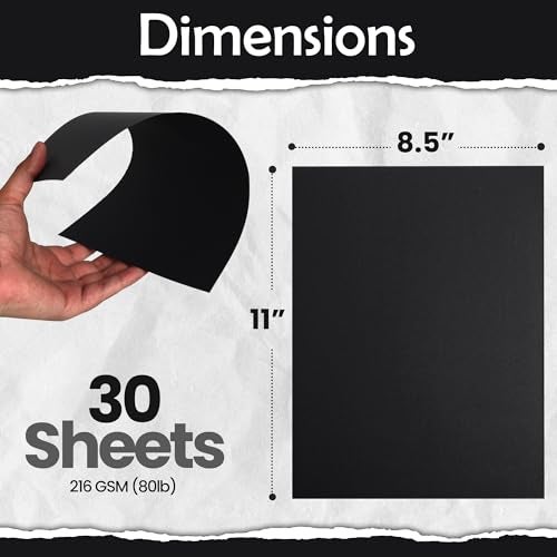 SANZIX 30 Sheets Black Cardstock Paper 8.5 x 11 80lb/216 GSM Heavyweight Printer Paper for DIY Cards, Scrapbook, Calligraphy | Card Stock for Drawing, Invitations, Menus & Halloween Decorations - Image 2