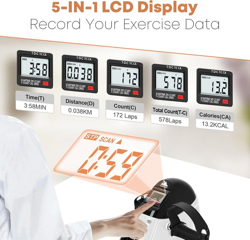 AGM Mini Exercise Bike, Under Desk Bike Pedal Exerciser Foot Cycle Arm & Leg Pedal Exerciser with LCD Screen Displays - Image 2