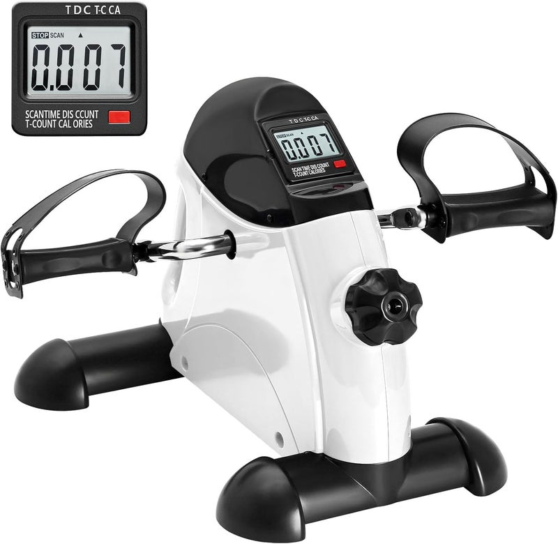 AGM Mini Exercise Bike, Under Desk Bike Pedal Exerciser Foot Cycle Arm & Leg Pedal Exerciser with LCD Screen Displays - Image 1