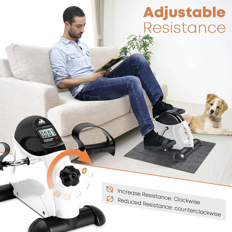 AGM Mini Exercise Bike, Under Desk Bike Pedal Exerciser Foot Cycle Arm & Leg Pedal Exerciser with LCD Screen Displays - Image 3