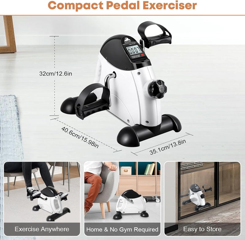 AGM Mini Exercise Bike, Under Desk Bike Pedal Exerciser Foot Cycle Arm & Leg Pedal Exerciser with LCD Screen Displays - Image 4