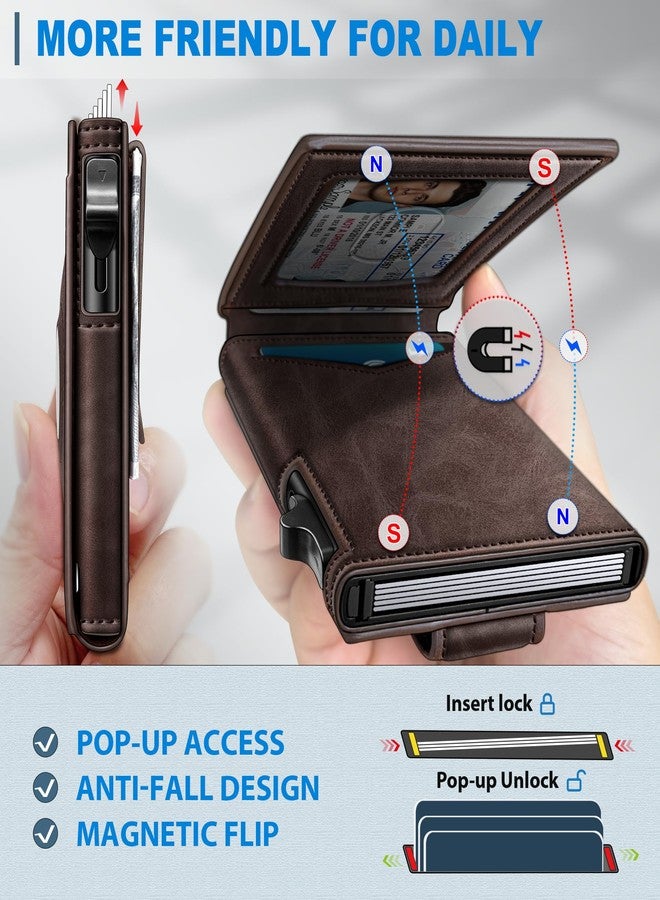 miyozi Airtag Wallet Mens Wallet with Money Clip Gift Boxed,Slim Front Pocket Wallet RFID Blocking Pop-up Card Case in Magnetic Leather Flip - Image 3