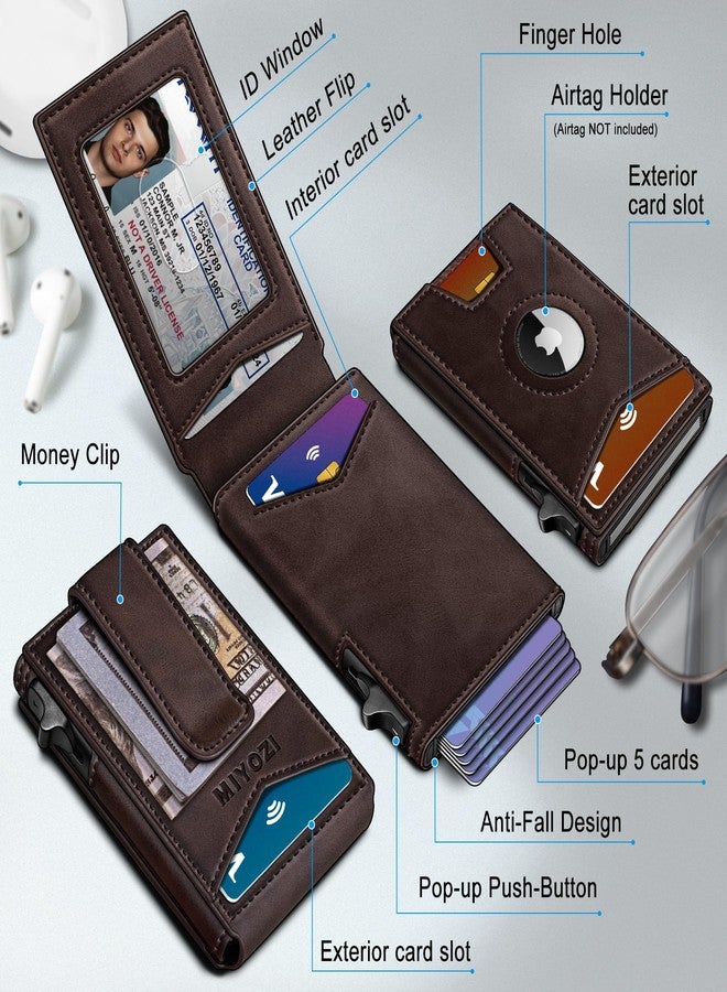 miyozi Airtag Wallet Mens Wallet with Money Clip Gift Boxed,Slim Front Pocket Wallet RFID Blocking Pop-up Card Case in Magnetic Leather Flip - Image 2