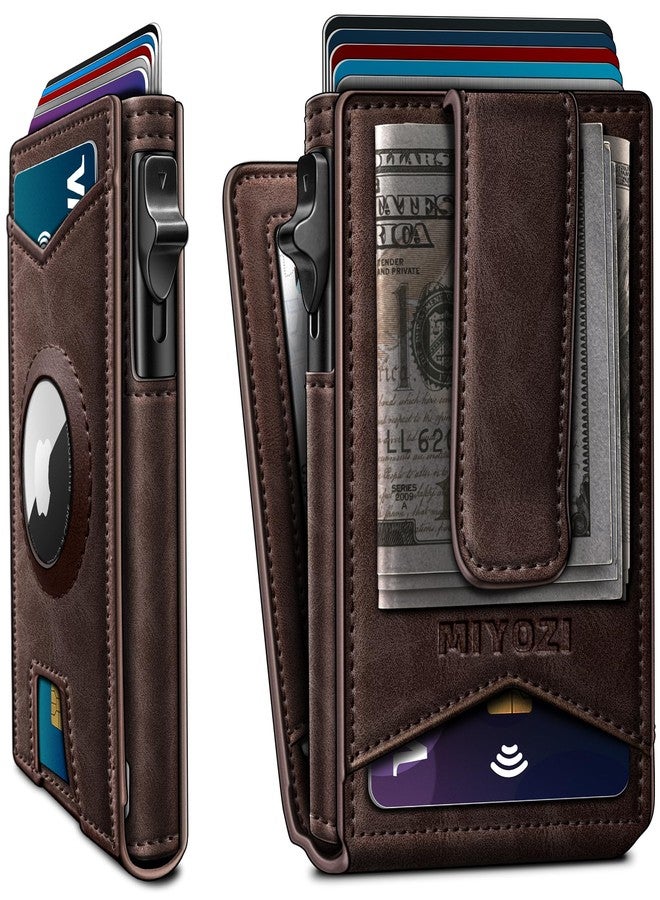 miyozi Airtag Wallet Mens Wallet with Money Clip Gift Boxed,Slim Front Pocket Wallet RFID Blocking Pop-up Card Case in Magnetic Leather Flip - Image 1