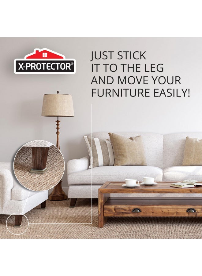 X-Protector X-PROTECTOR Chair Sliders 24 pcs 2" Furniture Sliders for Carpet Self-Adhesive Furniture Moving Pads Premium Chair Leg Floor Protectors Slide Effortlessly with Chair Pads & Protect Floors!  - Image 4