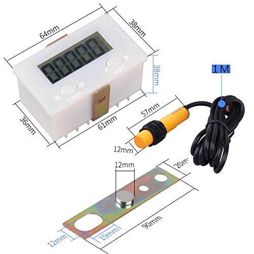 DIGITEN LCD Digital 0-99999 Counter 5 Digit Plus UP Gauge + Proximity Switch Sensor with Magnetic - Image 3
