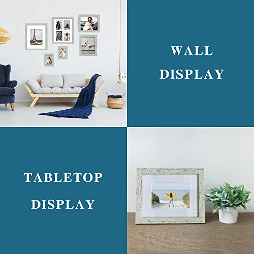 Hongkee 8x10 Picture Frame Set of 4, Made of Real Glass and Sage Green Wooden Frame, 8 by 10 Photo for Wall or Tabletop - Display Picture 5x7 with Mat or 8x10 Without Mat - Image 3