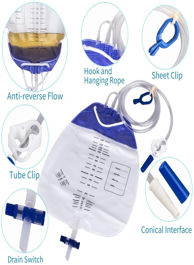 10 Packs Drainage Bags 1500mL with Anti-Reflux, Leak Proof Urinary Drainage Bag - Urine Collection Bag with 48" Drainage Tube, Medical Drain Bags, Urinary Bags for Home and Hospitals Health Aids - Image 3
