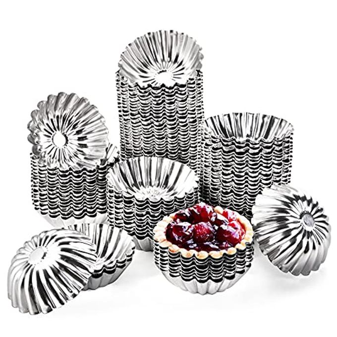 Dicunoy 100 PCS Egg Tart Molds for Baking, 3" Mini Tart Pie Pan, Aluminum Brioche Mold, Resuable Ensaymada Molder Filipino, Brioche Tins Mould for Tart Shells, Cupcakes, Mini Cake, Pudding, Muffin - Image 4