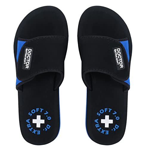 DOCTOR EXTRA SOFT Women's Care Orthopaedic and Diabetic Adjustable Strape Super Comfort Dr Sliders Flipflops and House Slippers for Women’s and Girl’s Slides D-52-Bk/Blue-6UK - Image 5
