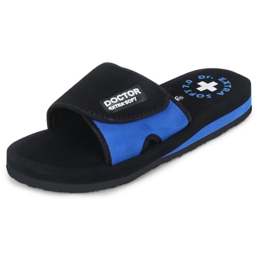 DOCTOR EXTRA SOFT Women's Care Orthopaedic and Diabetic Adjustable Strape Super Comfort Dr Sliders Flipflops and House Slippers for Women’s and Girl’s Slides D-52-Bk/Blue-6UK - Image 1