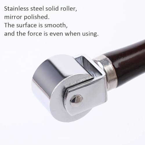 Mnuizu 26mm Leather Roller Tool, Leather Press Edge Roller with Wooden Handle, Edge Creaser for Leathered Craft (Black) - Image 3