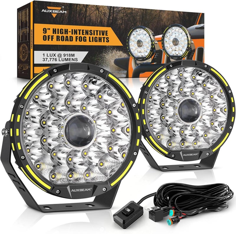 Auxbeam 360-PRO Series 9 Inch Round Off Road Lights, 270W LED Driving Lights 37776LM Spot Flood Combo Light Bar, Auxiliary Light Pods Bumper Work Lights Offroad Lighting - Image 1