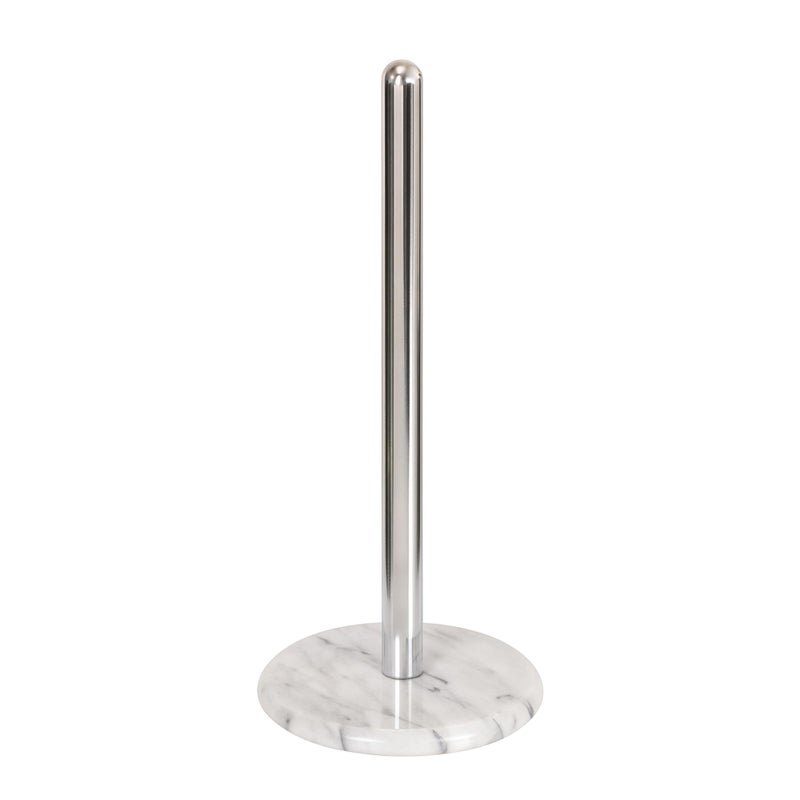 Creative Home Tall Natural Marble Base Paper Towel Holder with ChromePlated Pole HeavyDuty Stable Dispenser for Kitchen Bath Countertops Elegant Gift Accent 55 Dx 126 H Inch OffWhite