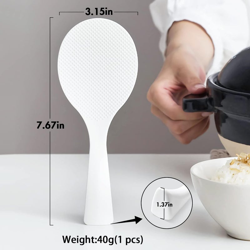 FireKylin 2 Pcs Plastic Rice Paddle,Non Stick Standing Rice Spoon Scooper Spatula,Heat Resistant Rice Cooker Spoon (White) - Image 3