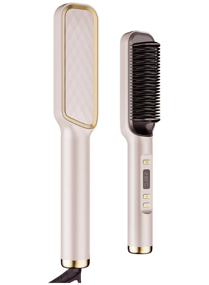 مكواة فرد الشعر مع مشط مدمج، فرشاة فرد 2 في 1، مثالية للسفر المنزلي، صالون احترافي، إعدادات حرارة مزدوجة، مكواة فرد الشعر بخطوة واحدة، فرشاة حرارية أيونية قوية من السيراميك التورمالين لجميع أنواع الشعر. - Image 1