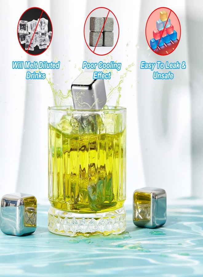 Yexiya 24 Pcs Reusable Stainless Steel Ice Cubes with Tongs Whiskey Cubes Vodka Metal Rocks Tool Ice Stones Rocks for Summer Drinks Chilling Whiskey Iced Coffee Vodka Liqueurs Wine Not Solid - Image 4