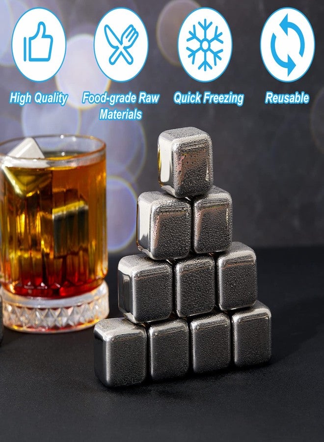 Yexiya 24 Pcs Reusable Stainless Steel Ice Cubes with Tongs Whiskey Cubes Vodka Metal Rocks Tool Ice Stones Rocks for Summer Drinks Chilling Whiskey Iced Coffee Vodka Liqueurs Wine Not Solid - Image 3