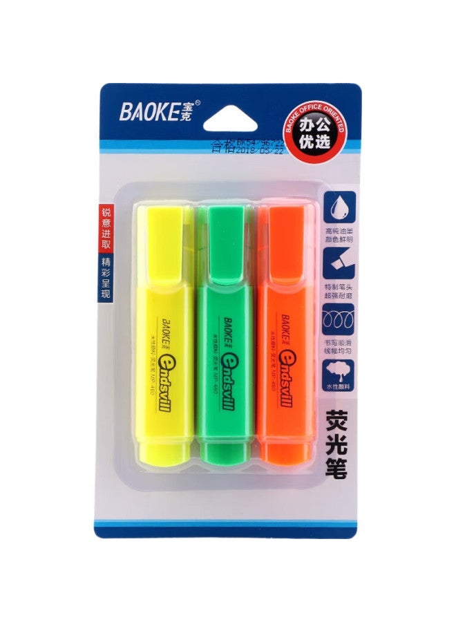 Baoke 3Mp460 3-Color Highlighter Marking Pen, Water-Based Marker, Random Color, 1 Card/3 Pens - Image 2