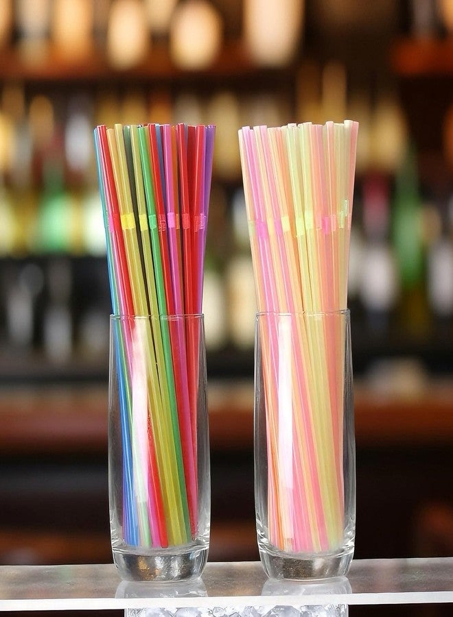 YAOSHENG 200PCS Disposable Plastic Drinking Straws - Flexible Straws Disposable Long Colorful PP Plastic Striped Assorted Colors for Home Use Milk Juice Drinks.8.25"Long X 0.2"Diameter - Image 3