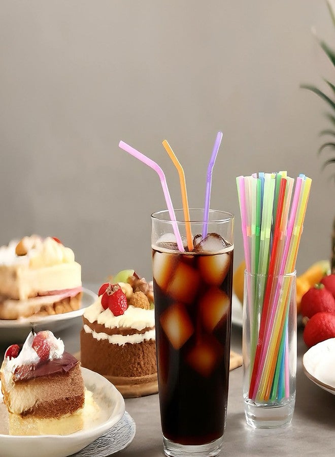 YAOSHENG 200PCS Disposable Plastic Drinking Straws - Flexible Straws Disposable Long Colorful PP Plastic Striped Assorted Colors for Home Use Milk Juice Drinks.8.25"Long X 0.2"Diameter - Image 4