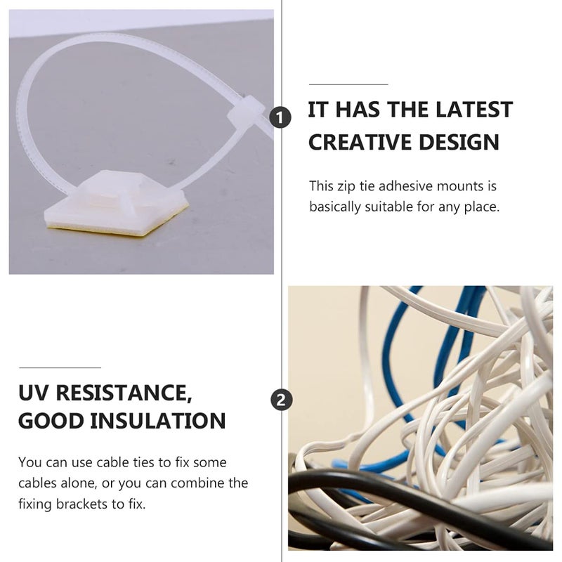 2 Pack White Self Adhesive Cable Clips And Zip Ties Cable Holder Mounts - Image 4