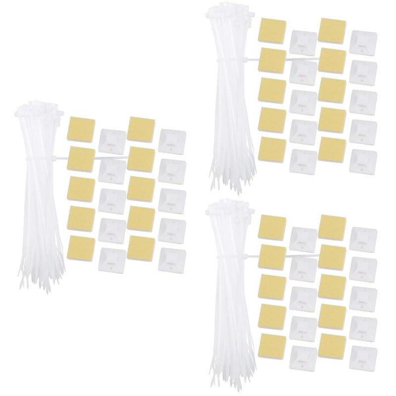 2 Pack White Self Adhesive Cable Clips And Zip Ties Cable Holder Mounts - Image 2