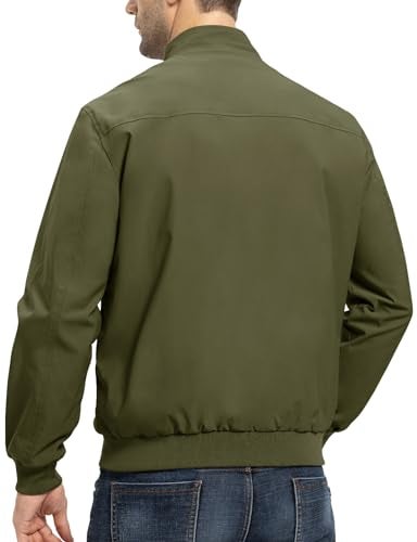 TBMPOY Mens Light Jackets Waterproof Bomber Work Jacket Causal Windbreaker Full Zip Golf Dress Outwear CoatsArmy Green S - Image 3
