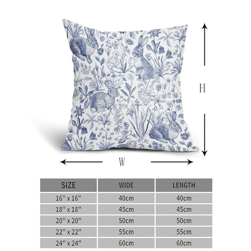aportt Spring Navy Blue Pillow Covers 18X18 Inch Bunny Flowers Leaf Chick Decorative Pillow Cases Easter Rabbit Floral Botanical Plants Throw Pillows Set of 2 Farmhouse Home Decor For Sofa Couch Outdoor - Image 4