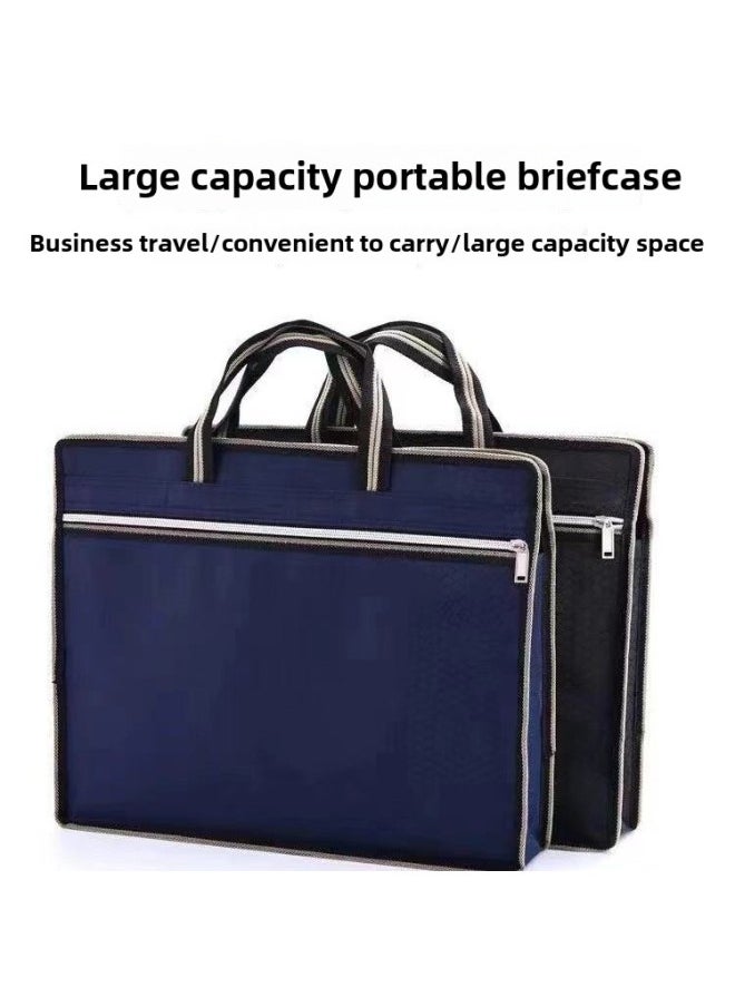 Generic - Office Satchel Document Bag Briefcase Men's Large Capacity Zipper Multi-layer InFormation Bag Conference Bag Handbag Wholesale-Color:Black-Size:Other Sizes - Image 1