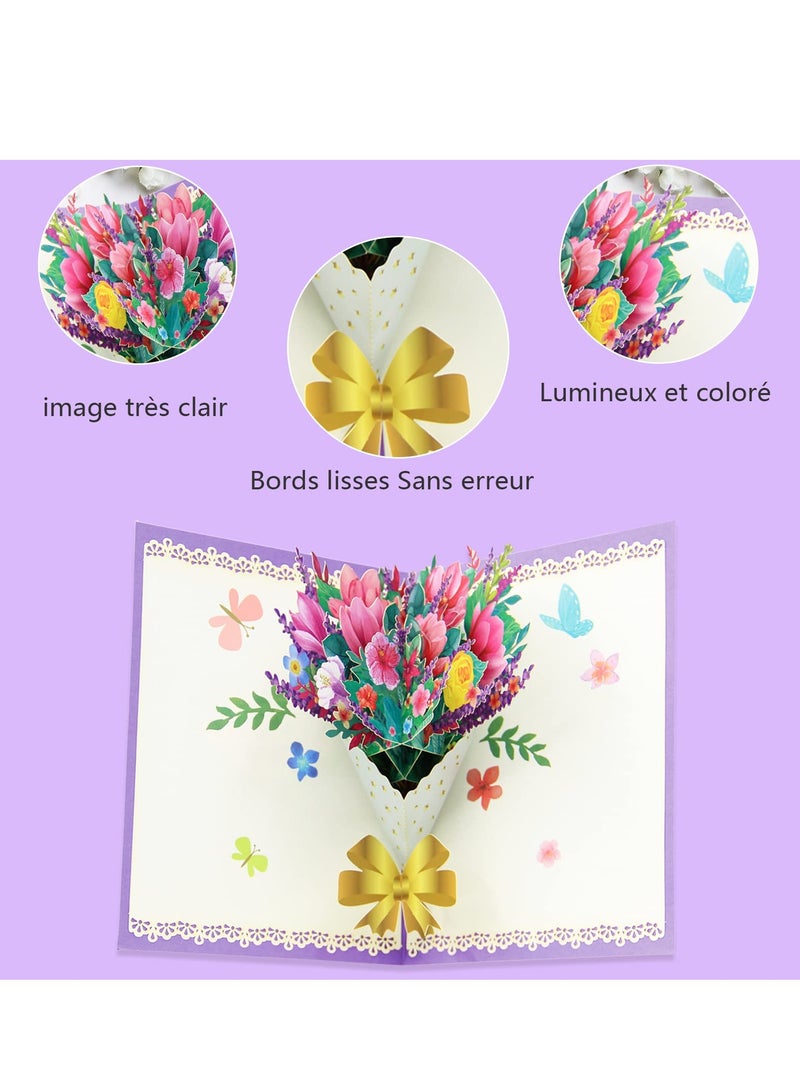 SYOSI Greeting Card, Carnation 3D Handmade Greeting card with a blank Envelope Anniversary Card Gift Card for Dad mum or Teacher - Image 2