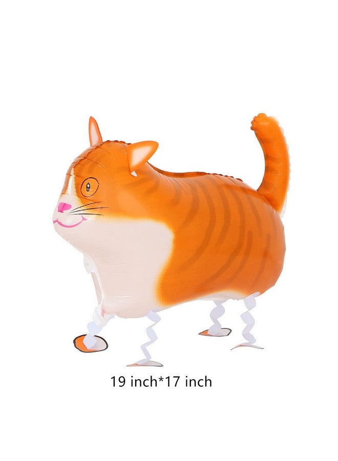 USINNOEM 2 pcs White Yellow Walking Cat Balloon Mylar Balloon for Children Party Theme Party Animal Party Baby Shower Happy Birthday Party Decoration - Image 3