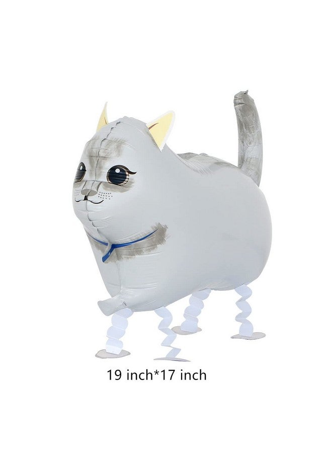 USINNOEM 2 pcs White Yellow Walking Cat Balloon Mylar Balloon for Children Party Theme Party Animal Party Baby Shower Happy Birthday Party Decoration - Image 2