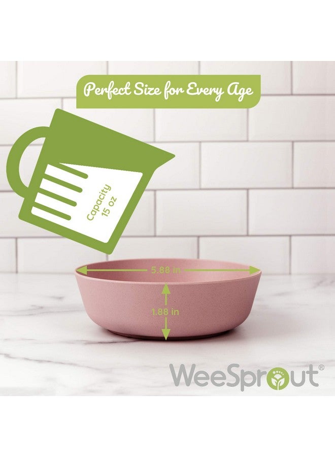 وي سبراوت أوعية طعام للأطفال من الخيزران من WeeSprout، مجموعة من أربعة أوعية طعام للأطفال، سعة 15 أونصة، مناسبة للحبوب وبقايا الطعام والوجبات الخفيفة، آمنة للاستخدام في غسالة الأطباق (وردي، أخضر، رمادي، وبيج) - Image 2