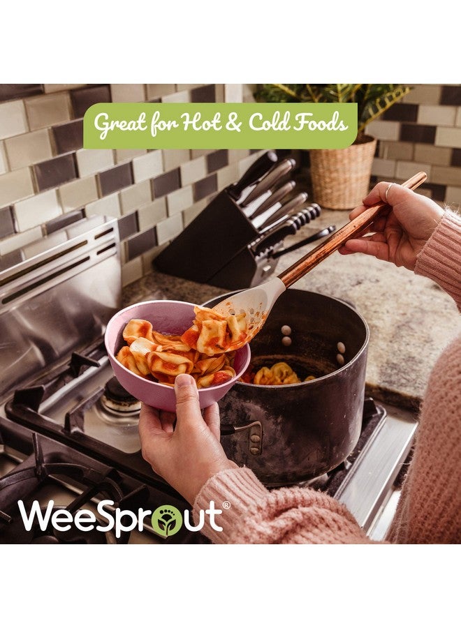 وي سبراوت أوعية طعام للأطفال من الخيزران من WeeSprout، مجموعة من أربعة أوعية طعام للأطفال، سعة 15 أونصة، مناسبة للحبوب وبقايا الطعام والوجبات الخفيفة، آمنة للاستخدام في غسالة الأطباق (وردي، أخضر، رمادي، وبيج) - Image 3