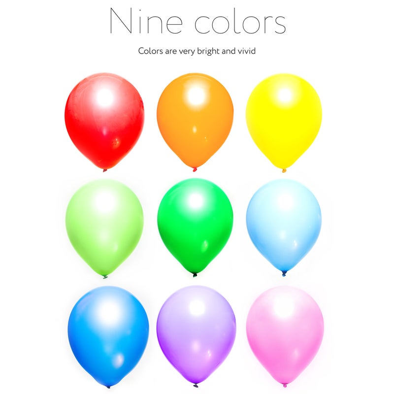 DusicoÂ® Balloons Rainbow Set (100 Pack) 12 Inches, Assorted Bright Colors, Made With Strong Multicolored Latex, For Helium Or Air Use. Kids Birthday Party Decoration Accessory. Easy Blow Up by Mouth - Image 5