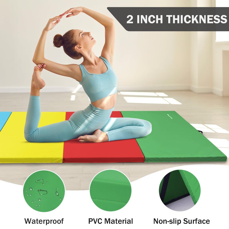 Fitvids Gymnastics Mats for Tumbling, 4'x8'x2" Folding Exercise Gym Mat with Carrying Handles High-Density Anti-Tear Martial Arts Fitness Aerobics Mat for Home Gym Yoga Pilates MMA Core Training, Graphite - Image 3