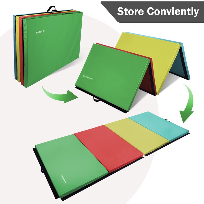 Fitvids Gymnastics Mats for Tumbling, 4'x8'x2" Folding Exercise Gym Mat with Carrying Handles High-Density Anti-Tear Martial Arts Fitness Aerobics Mat for Home Gym Yoga Pilates MMA Core Training, Graphite - Image 5