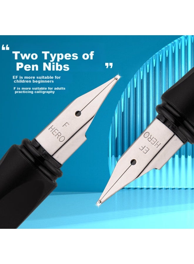 Hero Fountain Pen Aircraft Carrier Panda Elementary School Iridium Pen Third Grade Children's Correct Posture Signature Pen Calligraphy Pen Ink Pen Blue Ef Nib - Image 2