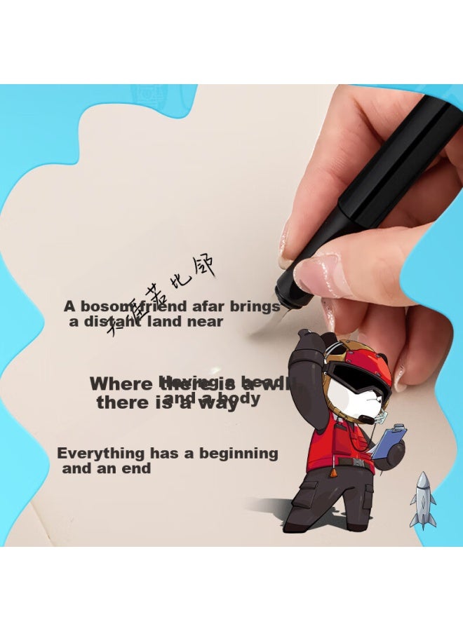 Hero Fountain Pen Aircraft Carrier Panda Elementary School Iridium Pen Third Grade Children's Correct Posture Signature Pen Calligraphy Pen Ink Pen Blue Ef Nib - Image 5