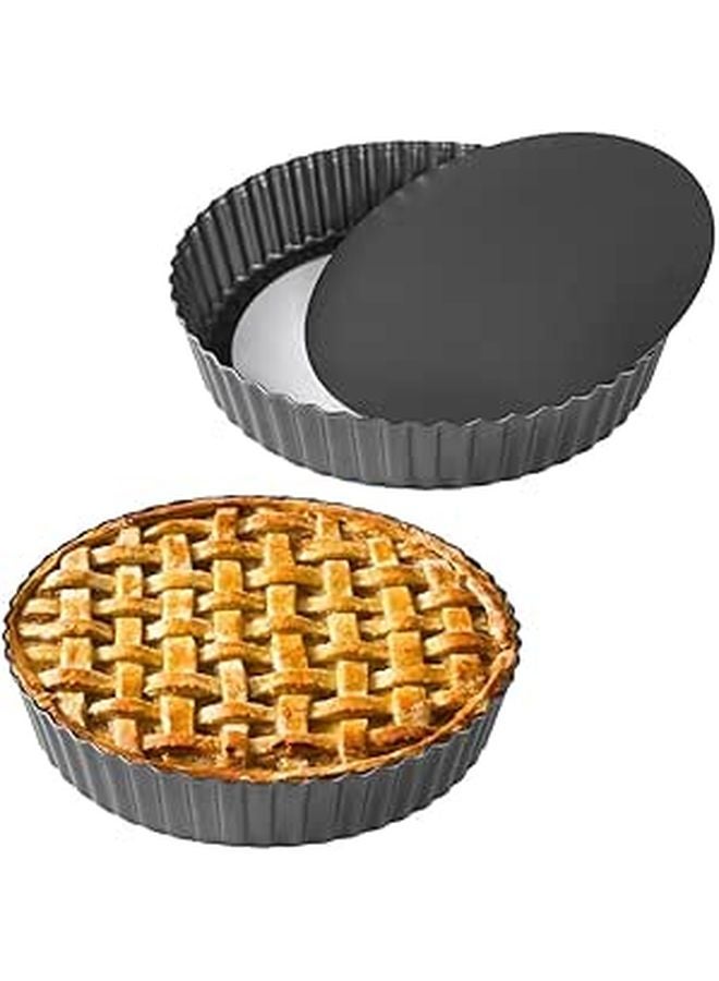 Two 11 Inch Carbon Steel Nonstick Tart Pans With Removable Bottom - Image 1