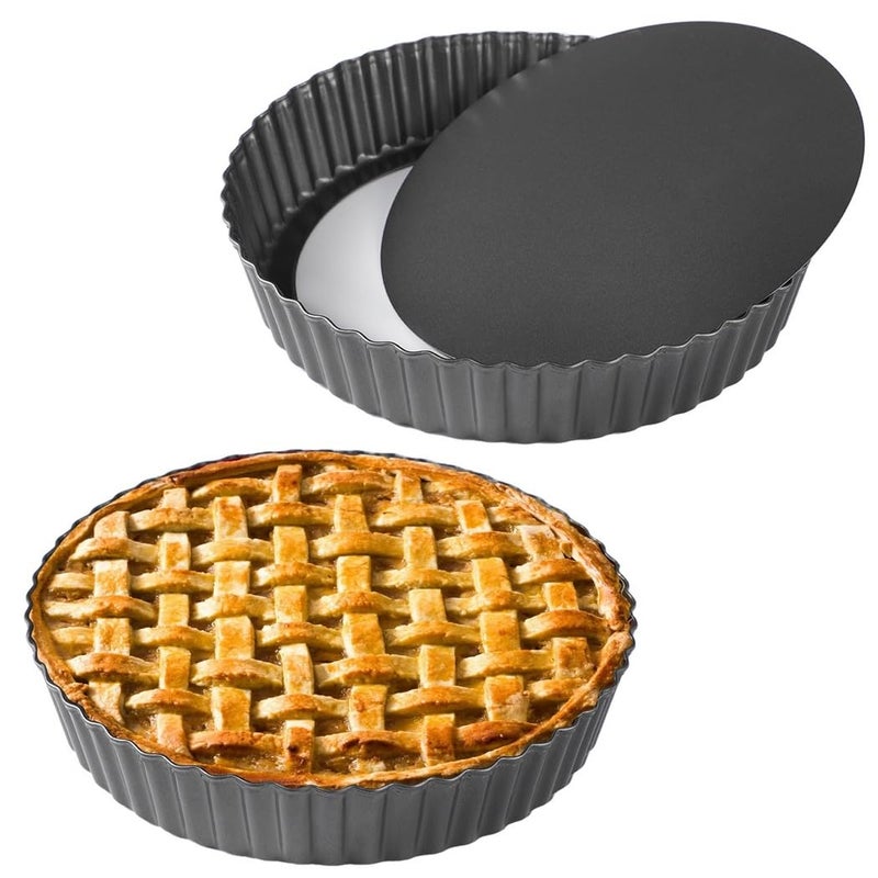 Two 11 Inch Carbon Steel Nonstick Tart Pans With Removable Bottom - Image 2
