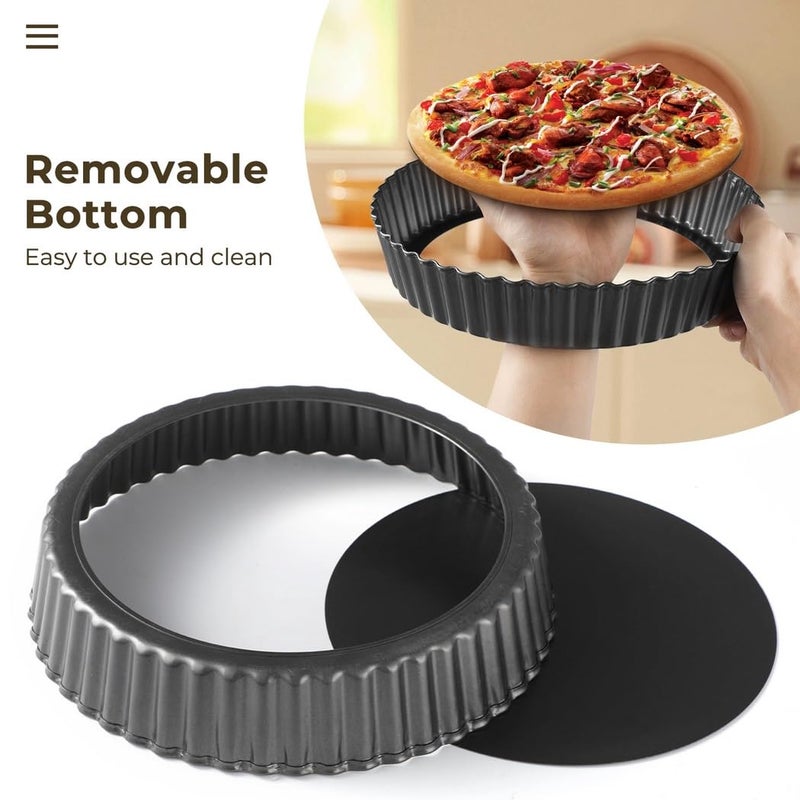 Two 11 Inch Carbon Steel Nonstick Tart Pans With Removable Bottom - Image 4
