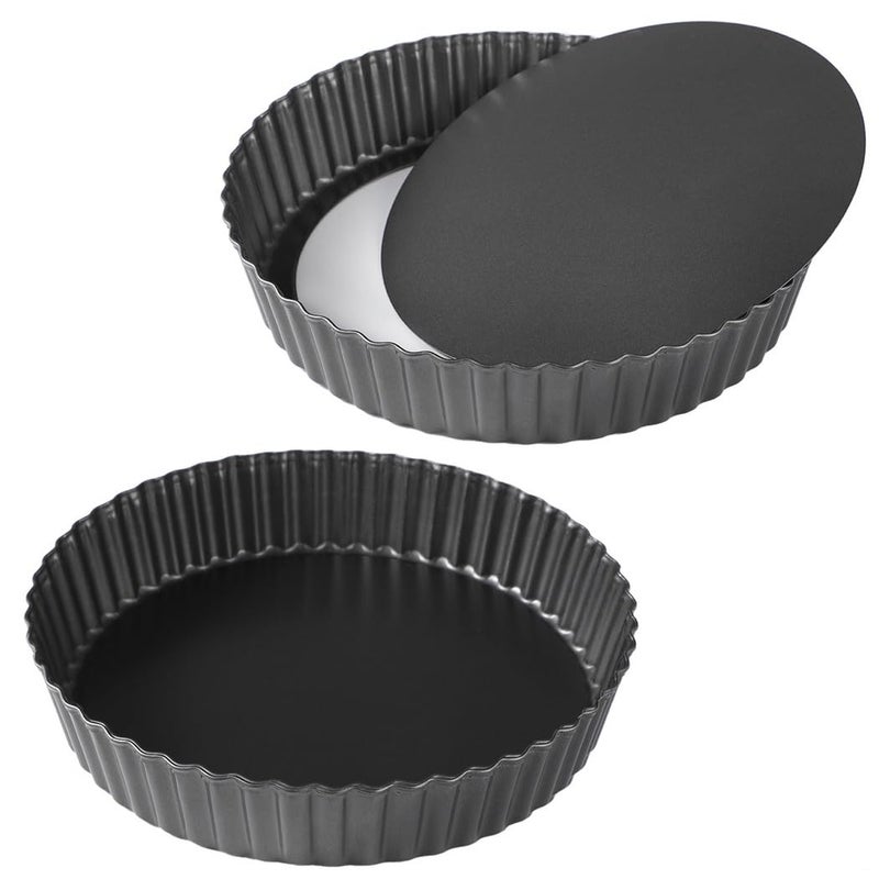 Two 11 Inch Carbon Steel Nonstick Tart Pans With Removable Bottom - Image 3