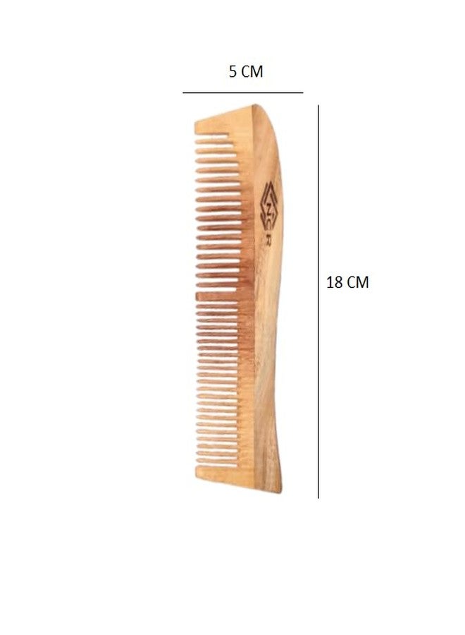 NCR Neem Hair Wooden Comb for Men & Women Anti Hairfall Dandruff Control Dual & Single Teeth Comb - Image 5