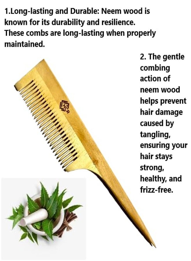 NCR Neem Hair Wooden Comb for Men & Women Anti Hairfall Dandruff Control Dual & Single Teeth Comb - Image 4