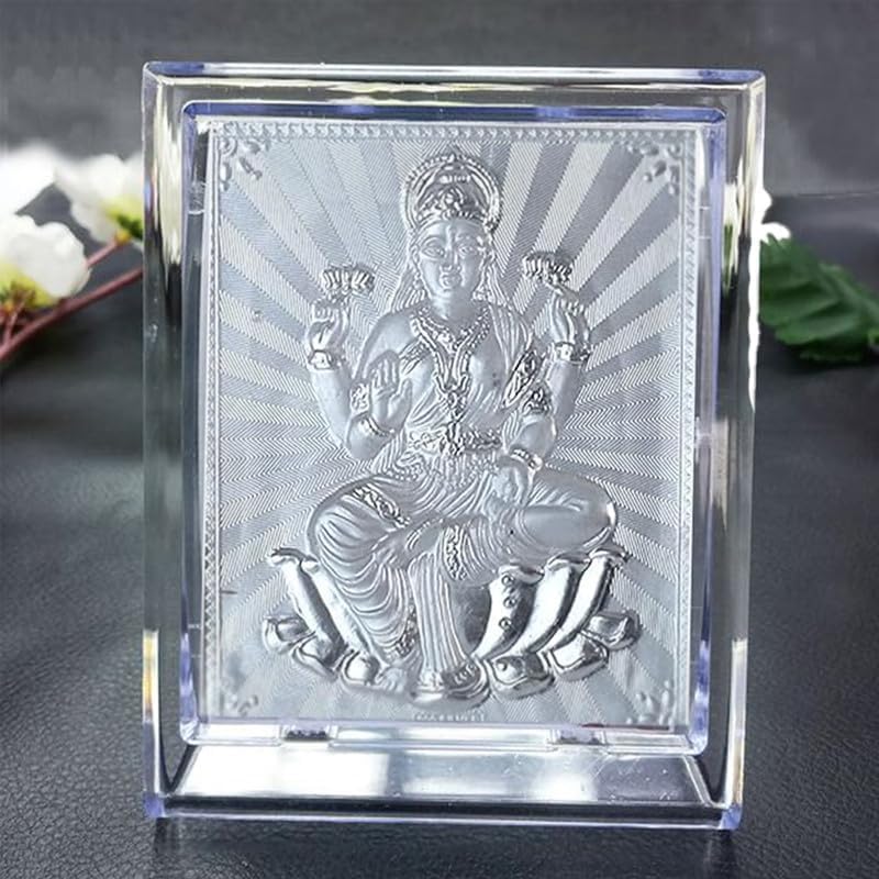 UAX Pack of Two 999 Pure Silver Bhakti Idols Pack of RadhaKrishna and Laxmi Murti Silver Gift Item Gift for Office Home f - Image 3
