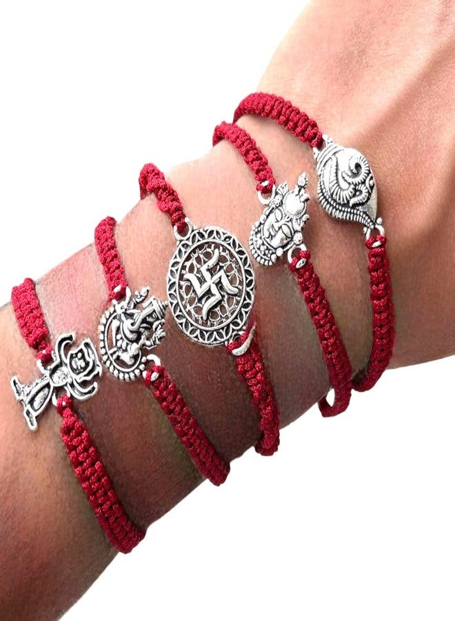 LBV 925 Sterling Oxidized Silver Set Of 5 Different Rakhi For Brother | Raksha Bandhan Rakhi/Bracelet | Handcrafted | Handmade | Traditional Designer Rakhi for Gift | With Bottle Of Ganga jal Roli Chawal - Image 4