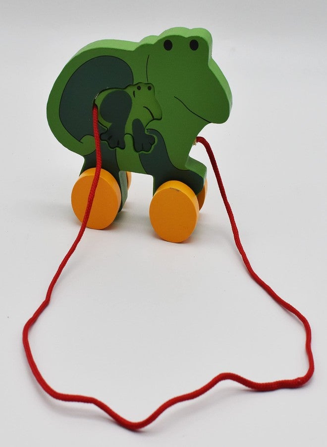 JustHandmade Wooden Animal Pull Along Toy for Kids - Indoor Game (Frog) - Image 3